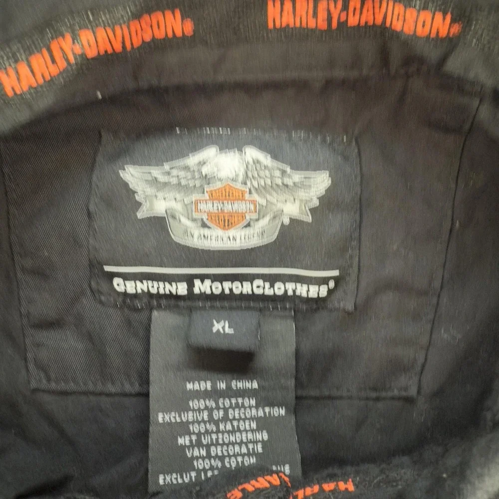 Harley-Davidson Shirt Mens XL Black Long Sleeve Button Up Motorcycles Graphic
